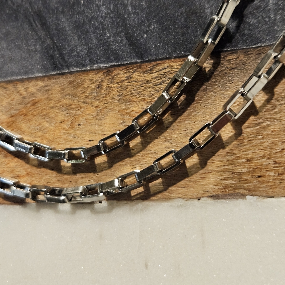 Men's Dramatic 2 Piece Silver Box Chain Set